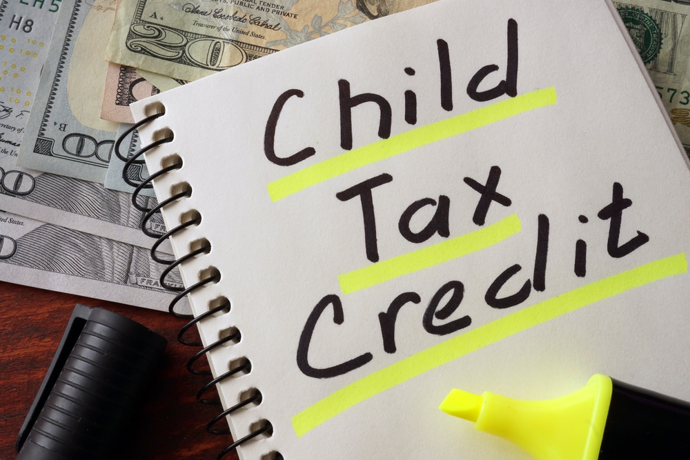 "Child Tax Credit" highlighted on a notebook