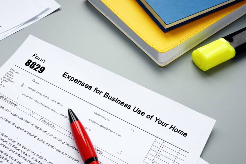 Financial concept about Form 8829 Expenses for Business Use of Your Home with inscription on the page.