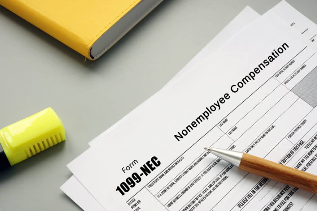 Financial concept meaning Form 1099-NEC Nonemployee Compensation with phrase on the sheet